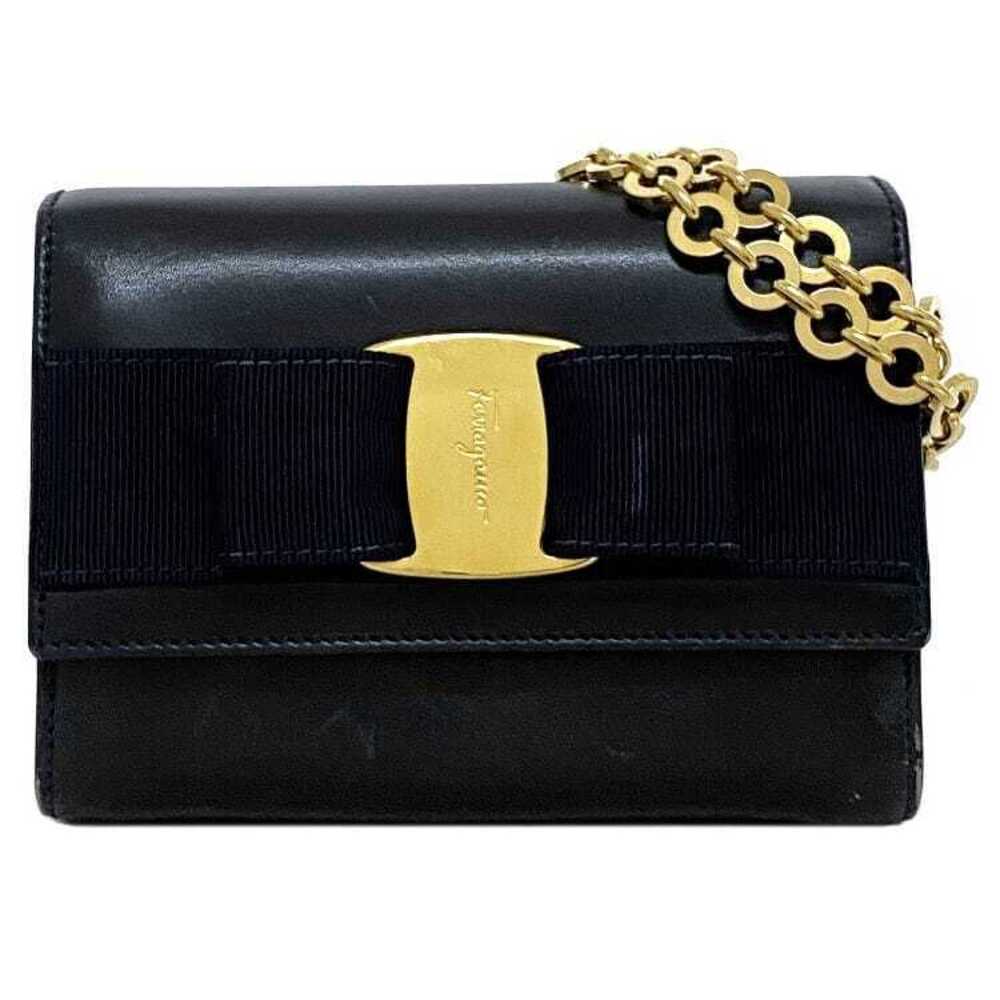 Salvatore Ferragamo Chain Shoulder Bag Navy Blue Rion Leather Crossbody